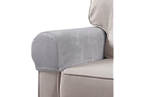 WINOMO - Set di 2 copri braccioli elasticizzati, antiscivolo, per poltrone, poltrone, divani, sedie, colore: grigio