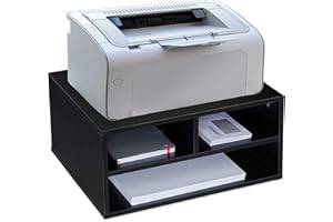 ‎RELAXDAYS Relaxdays Stojak na drukarkę, biurko, 3 półki, regał na drukarkę, MDF, uchwyt na drukarkę, wys. x szer. x gł. 22,5 x 47 x 40 cm, czarny, 1 sztuka