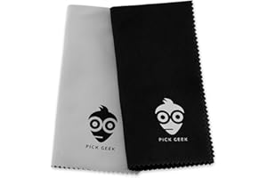 Pick Geek Microfiber Cleaning Polishing Cloth Set | 2 Pack | for Guitar, Bass, Violin, Piano, Clarinet, Trumpet, and Sax | 2 x Fibre Densities | Ensure Your Musical Instrument Always Looks Its Best