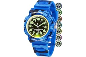 GUUMUXIN Orologio Analogico per Bambino con Luci Colorate, Orologio Didattico Impermeabile Fino a 30 Metri per Bambini e Bambine, Orologi Sportivi da Esterno con Cinturino in TPU per Bambini dai 5-16