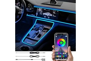 TABEN Luz Ambiental del Coche USB RGB App Control Lámpara de luz Decorativa DIY Refit Tubería de Fibra óptica Flexible 64 Colores Iluminación Interior Luz de Ambiente 1W DC 12V 3m