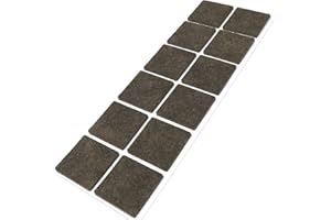 Adsamm® / 12 x feltrini autoadesivi/Marrone / 40x40 mm/Quadrato/piedini per mobili in feltro da 3.5 mm di spessore/pad protettivi per arredi