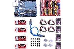 Kyrio Placa de expansión CNC Shield V3.0 + DRV8825 A4988 controlador de motor paso a paso con disipador de calor, kit CNC de impresora 3D compatible con ArduinoIDE