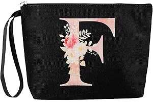 Blisswave Pochette Donna, Pochette Trucchi Personalizzata con Nome Dalla A alla Z, Cerniera In Metallo di Alta Qualità, Design di Stampa Raffinato, Foderata, Regali Personalizzati (Nero)