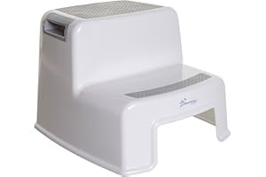 Dreambaby Marche-pieds/Tabouret avec 2 etapes pour enfants antidérapant, blanc et gris