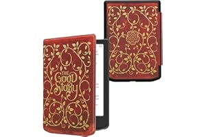 kwmobile Étui Compatible avec Pocketbook Verse/Pro/Color/Vivlio Light/Light HD Coque - Étui à Rabat magnétique Tablette eReader Similicuir - Jaune-Orange-Rouge