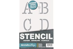 Dovetails Vintage Plantilla de letras de 70 mm de altura, estilo Typewriter, letras mayúsculas y números.