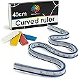 OfficeTree Flexible Ruler 40 cm and 4 x Tailor Chalk – Flexible PVC Ruler – Flexible Curved Ruler – Flexible Curve Ruler – Sewing Ruler or Technical Drawing – Fabric Chalk