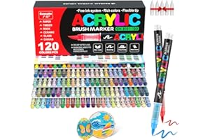 Guangna 120 Couleurs de Marqueur Acryliques, Acrylic Paint Markers pour Papier, Verre, Galet, Métal, Plastique, Bois