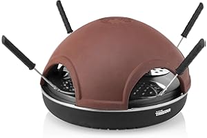 ‎TRISTAR Tristar PZ-9154 Pizza Festa 4, für bis zu 4 Personen, mit handgefertigter Tonkuppel, Mini-Pizzen selber backen, mit Teigschneider und 4 Pizza-Hebern