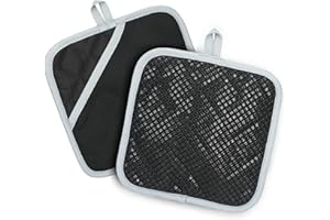 Fulasofia Topflappen mit Tasche 2er Set Hot Pads mit Rutschfestem Silikongriff und Haken Hitzebeständige Küchentopfhalter zum