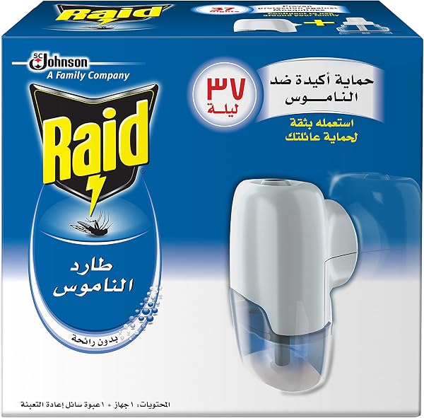 Raid Electric Anti-Mosquito Liquid Killer With Plug-In Holder, 41ml, Up to 37 Nights Protection, 110/220V, Covers Up to