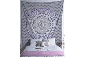 THE ART BOX Mandala Tenture Murale Esthétique Grand Tapisserie Décoratif Bohème Hippie Indie Coton Mur Tissu Salon Tapisseries pour Chambre (Violet Ombré, Medium (135 x 150 Cms / 54 x 60 Inches))