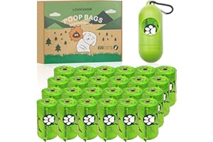 LOVICVKEM 600 sacchetti/24 rotoli Sacchetti Cane Cacca,Sacchetti per Bisogni dei Cani con Dispenser,sacchetti cane cacca biodegradabili,Prova di Perdite Dog Poo Bags,impermeabile,Extra Spessi（verde）