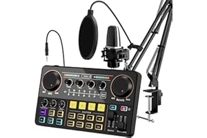 SINWE All-in-One Podcast-Equipment-Bundle - inklusive Audio-Interface mit Kondensatormikrofon und Mixer mit 48V Phantom Power - Ideal zum Podcasten, Streaming, Gaming, YouTube & TikTok