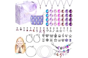 ANZOAT Set Creazione Braccialetti, 115Pcs Kit Braccialetti Ragazza per Braccialetti/Collane/Portachiavi, Kit Braccialetti Fai da Te per Bambini 6-12 Anni, Kit Braccialetti Bambina con Borsa per Conservazione