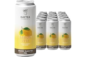 Lemon Zest Ice Tea by KAYTEA - Organic Certified - Low Calorie - Cold Brewed - Black Tea Infusion - Refreshingly Light - Recyclable Cans (Pack of 12 x 330mL)