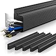 Yecaye Updated 94" J Channel Cable Raceway - Desk Cord Organizer - Computer Cable Management Under Desk with 196" Mounting Tape - 6 Count Desk Cable Tray for Office Home (6X 15.7 Each Medium Black)