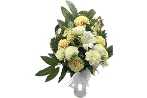 PLUS HOME Ramo para Cementerio de Flores Artificiales de Tela para Todos los Santos Medida + -78cm. ENCARADO MUN ANTHURIUMSALMÓNRAMO MUN PEONIA Blanco