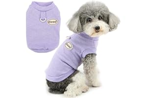 Zunea Chemise d'été pour petits chiens, tee-shirt avec anneau en D, doux, respirant, sans manches, chemise basique pour chihuahua, yorkshire, violet, taille M