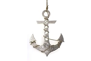TEMPELWELT Deko Anhänger Anker 29 cm aus Metall silber vintage mit Seil zum Anhängen, Wanddeko Dekoanhänger Schiffsanker maritim