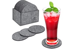 MENNYO Posavasos Originales, Juego de 14 Posavasos de Fieltro con Caja, Posavasos para Regalo Antideslizante Protección de Mesa Coasters para Bebidas frías y Calientes, Café, Vasos, Tazas