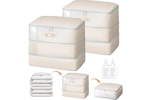 DIMJ 3Layer Space Saver Bags - Ultra Compression Storage Bags for Duvet, Blanket, Compress 110L to 66L, Machine Washable Nylon Bags for Dorms Travel Moving, Clear Window Dual Handles, 2 Labels, 2 Pack