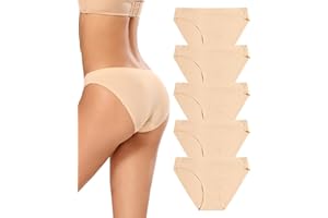 VOENXE Women Bikini Underwear,Seamless Breathable Ladies Panties,No Show Comfortable Invisible Knickers,Multipack No VPL Stretch Briefs Undies for Women 5-Pack