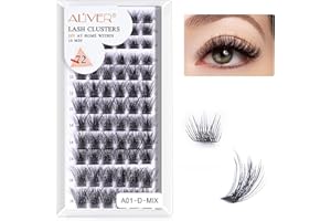 PEPHUCA Zestaw do przedłużania rzęs, Cluster Lashes, sztuczne rzęsy, 8-10-12-14-16 mm, mieszana długość, 72 szt. D Curl Wispy Clusters, naturalny wygląd, "zrób to sam" w domu
