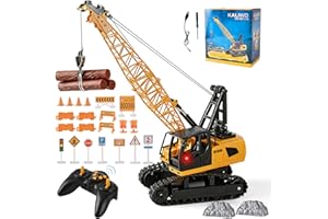 LTFIOON Gruas de Juguete, 2,4G Grua Teledirigida Luces y Sonidos, Camión de Construcción, Camión Grúa Juguete, Grúa Carro de Construcción, Regalo de Cumpleaños para Niños Niñas de 3 a 10 Años
