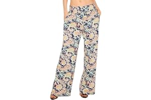 Urban GoCo Mujer Pantalón Palazzo de Pierna Ancha Casual Estampado Floral Baggy Pantalones