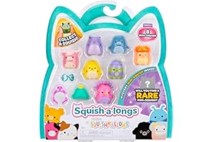 Squish-a-longs Mini-Squish 8-Pack (Wave 4, Style 2), Includes Latchmi the Matcha Latte, Sweetpea the Pink Peacock, Chandler the Yellow Shark and more | Collectable Cute Toy, Toys for Children