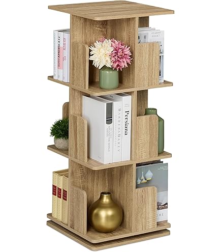 IBOWZ 360 ° draaibare boekenkast boekenkast draaibare boekenkast 5-planken multifunctionele 360 graden roterende boekenkast voor slaapkamer woonkamer en thuiskantoor
