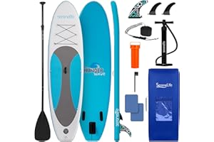SereneLife Stand Up Paddling Board Set – SUP Board Aufblasbar mit Paddel, Pumpe, Leine, Finne, Rucksack & Mehr – SUB Paddleboard für Kinder & Erwachsene – für Wassersport in Seen, Flüsse & Meer