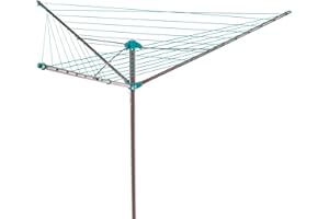 Beldray LA027634TQEU7 Rotary Clothes Airer Washing Line, Garden/Outdoor Folding Laundry Drying Rack, 26 Metres Of Space, Holds 10 kg Of Washing, 3 Arm, Turquoise/Grey
