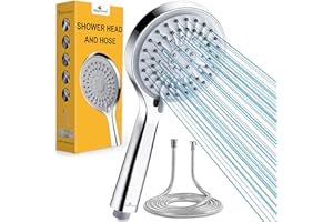 Magichome Pommeau de douche haute pression et tuyau, pommeau de douche à 5 modes de pulvérisation avec tuyau de 1,5 m