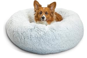Best Friends by Sheri The Original Calming Donut - Cama para Perros y Gatos - Funda de Pelo sintético con Cremallera de Quita y pon - Lavable a máquina - Gris Claro - 76 x 76 cm - M