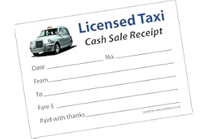 PRINTWHIZZ 1 x Licensed Taxi Minicab Receipt Pad 50 Sheets