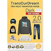 TransOurDream Dark 2.0 - Iron on Heat Transfer Paper for Dark T Shirts & Fabrics (Dark 2.0, 5 Sheets, A4) Printable HTV Heat 