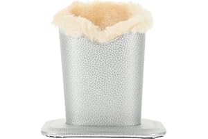 Healeved Reading Glasses Holder Plush Lined Eyeglasses Holder Desktop PU Leather Sunglasses Display Stand with Magnetic Base Retail Shop Decoration ( Silver )