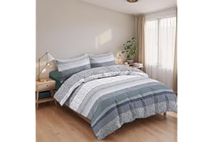 Etrexonline Juego de Funda Nórdica 4 Piezas Cama 150 Microfibra Suave Transpirable - 1 Funda Edredón 240x220 cm, 1 Bajera 150x200+28 cm y 2 Fundas de Almohada 50x90 cm (Gris Greca)