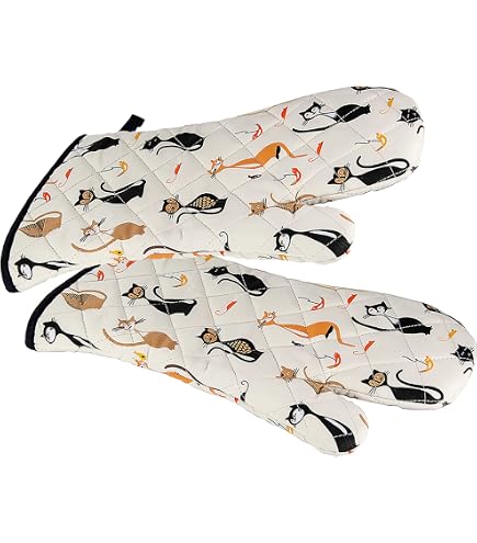 SPOTTED DOG GIFT COMPANY Gants De Four Anti Chaleur Poules Mignonnes - 100% Coton Résistant Jusqu'à 220°C, Maniques Cuisine Avec Boucle Suspendue, Cadeau Parfait Pour Amoureux Des Poules (1 Paire 35x17cm)