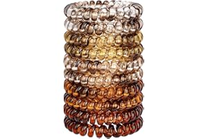JessLab Spiral Hair Ties, 10 Pcs Traceless Phone Cord Bracelet Plastic Coil Ponytail Holders No-Damage Accessory for Girls Women Ladies, Color Assorted, Set 28