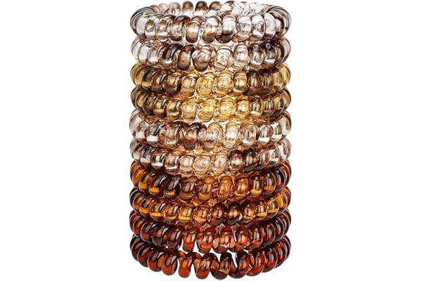 JessLab Élastiques En Spirale pour Femmes, Lot de 10, Sans Pli et Sans Dommage, pour Queues de Cheval et Bracelets, Accessoire pour Cheveux Filles
