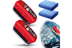 Shinybox Cepillo de Limpieza de Película de Aceite Automotriz, 2 Piezas Automotive Oil Film Cleaning Brush con 2 Toallas, Limpiador de Película de Aceite para Parabrisas, Herramienta de Limpieza