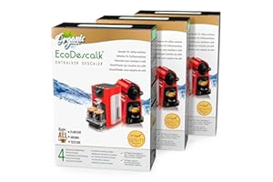 EcoDescalk Biologique en Poudre, 3x4 Sachets. Détartrant 100% Naturel. Nettoyant pour Machines à Café. Toutes Les Marques. 12 Détartrages.