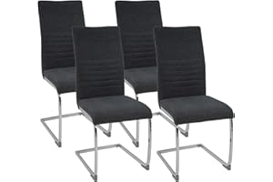 ‎ALBATROS ALBATROS Freischwinger Stuhl LUGANO 4er Set, Grau - Esszimmerstuhl Schwingstuhl mit Modernem Design, Stoff-Bezug, Dicke Polsterung - Küchenstuhl, Polster-Stuhl Esszimmer, Esstisch Stuhl