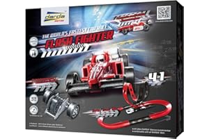 Darda 50241 - Circuit de Course Flash Fighter, Circuit de Course pour Voitures, Circuit d'env. 3 mètres, avec Double looping et Voiture de Course Formula, pour Enfants à partir de 5 Ans
