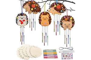 Giugio Juego de 5 carillones de viento para niños, juego de manualidades para niños, juego de manualidades, manualidades para otoño, niños con 20 carillones de viento, erizos, juegos de manualidades,