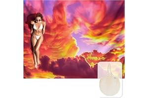 Zingtto Silky Soft 108"x84" Sand Proof Beach Blanket Sand Proof Mat with Corner Pockets and Fashion Mesh Bag for Beach Party, Travel, Camping and Outdoor Music Festival, Ombre Orange Lilac